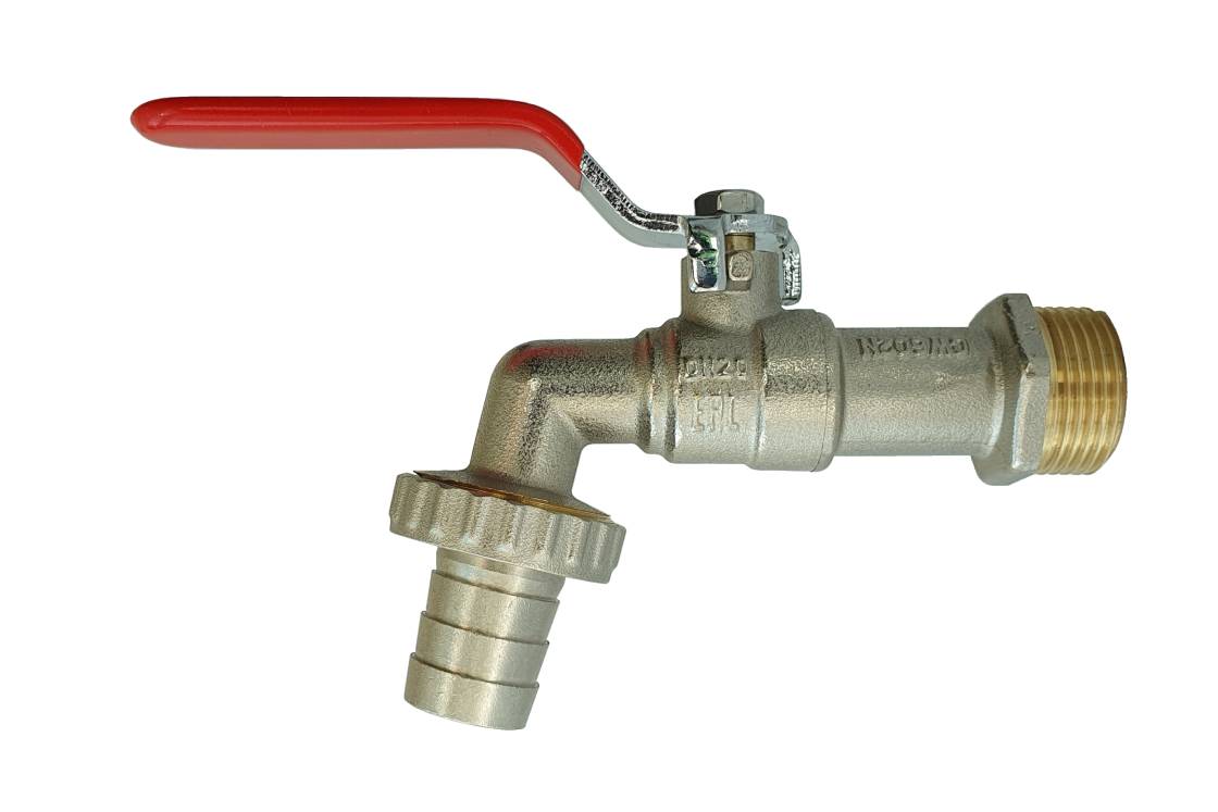 Ридан BVR-CR 065B8302RG — Кран шаровой ГОСТ59553-2021 c наружной резьбой и насадкой под шланг PN10 DN25; Т -20 ℃ ...+95 ℃; материал корпуса латунь