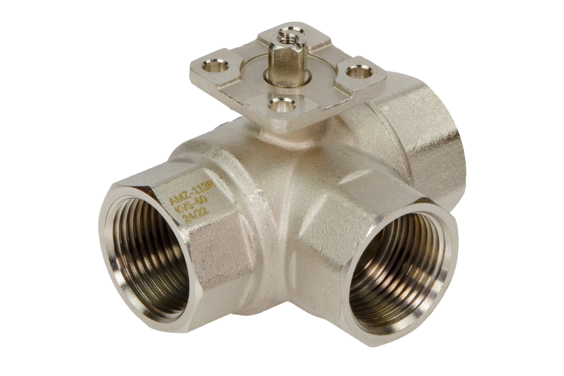 Ридан 082G5419R — Кран шаровой двухпозиционный AMZ-113R PN40, DN20, Kvs 45, Tmax110 °C, Rp3/4, корпус CW617N, трехходовой