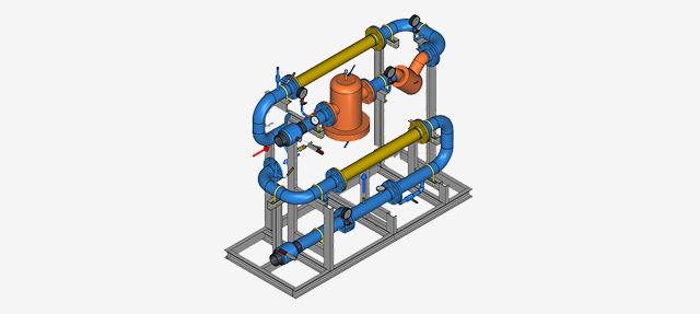 Блочный тепловой пункт для узлов ввода и учета тепловой энергии (УВ и УУТЭ)